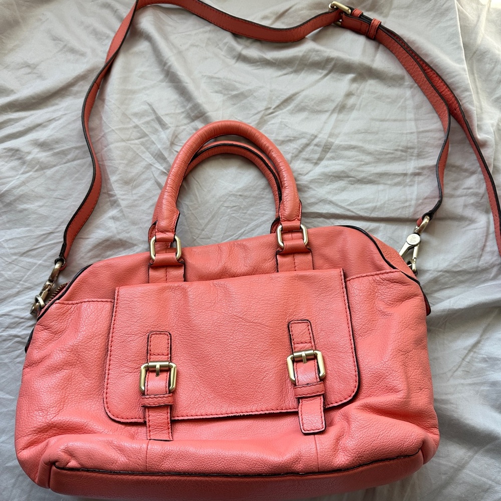 Boden Coral Leather Crossbody Bag